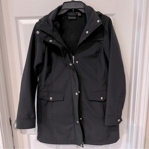 Weatherproof black rain coat